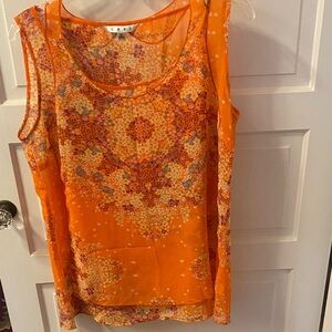 CAbi Orange and Purple Patterned Tank Top